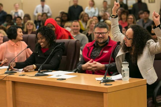 Public Health Director Rachael Banks cheers for Public Health Week 2018