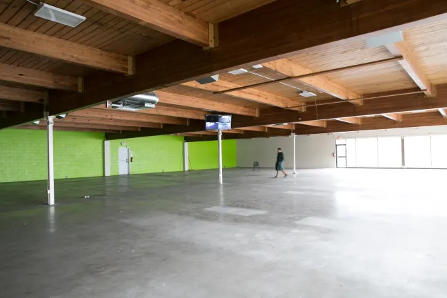 Inside the future site of the Foster Road shelter.