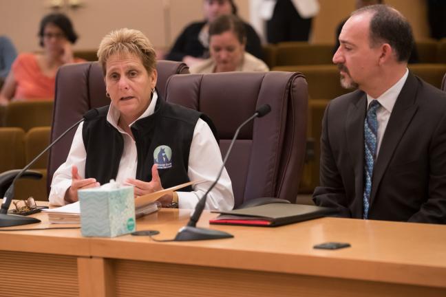 Multnomah County Animal Services Director Jackie Rose and Multnomah County Attorney David Blankfeld speak before board on June 14