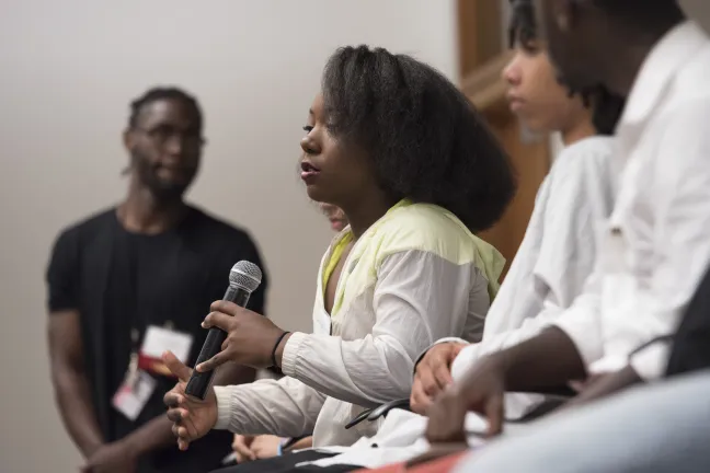 LeeAnn Montgomery talks about the impact of mentors at county youth mentoring event.