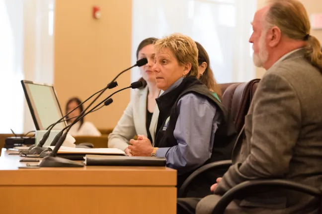 Animal Services Director Jackie Rose (foreground) and Department of Community Services Director Kim Peoples (right)
