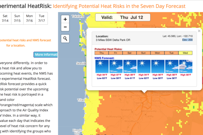 NWS Experimental HeatRisk: Identifying Potential Heat Risks in the Seven Day Forecas