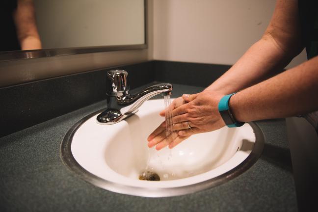 Central Library installed water-saving, low-flow faucets.