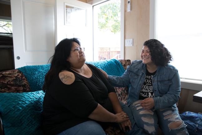 Sherry and her niece enjoying their new home