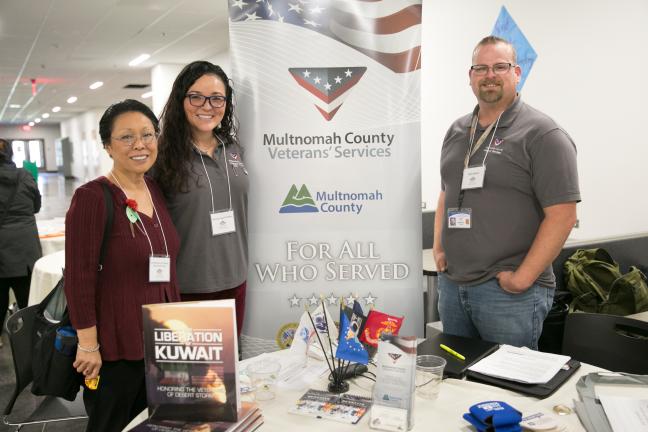 Veterans' Services staff pose with Commissioner Lori Stegmann