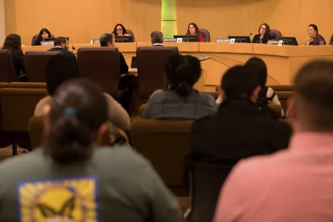 The Board of Commissioners at Tuesday’s board briefing on the Workforce Equity Strategies report.