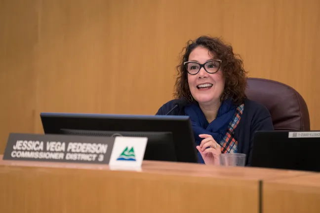 Commissioner Jessica Vega Pederson at the Board of Commissioners meeting Nov. 8, 2018.