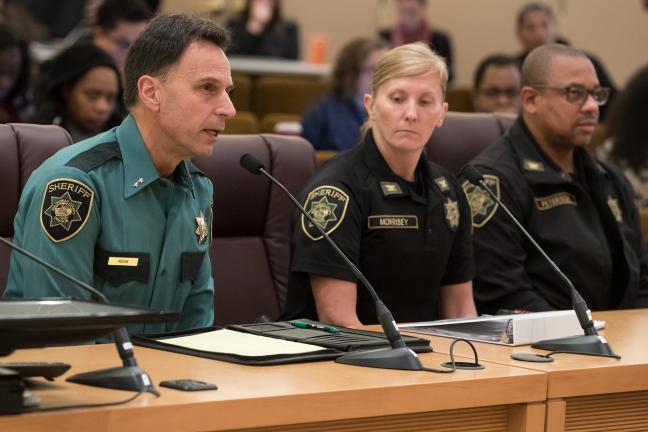 Sheriff Mike Reese presents amended Jail Capacity Management plan to Multnomah County Board of Commissioners.