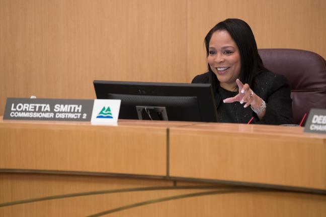 Commissioner Loretta Smith discussing Gladys McCoy Standard