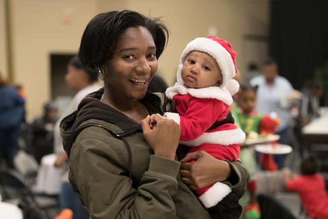 Shaqualia Roach and her son, 3-month-old Hasani, celebrate the season and HBI.