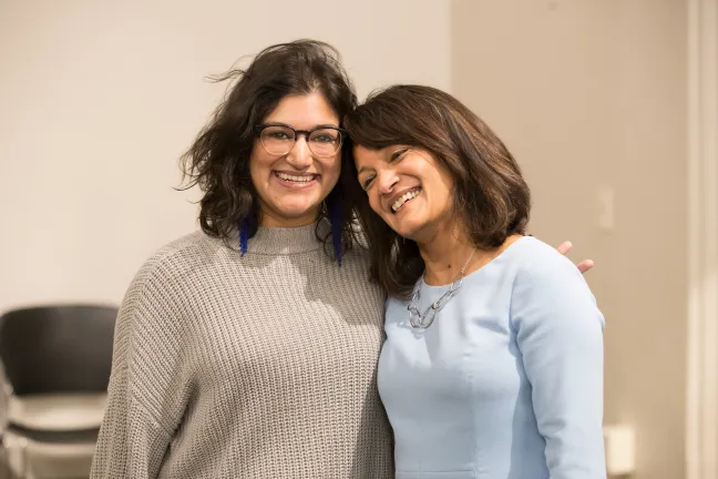 Susheela Jayapal poses with her daughter, Tara Sonali Miller.