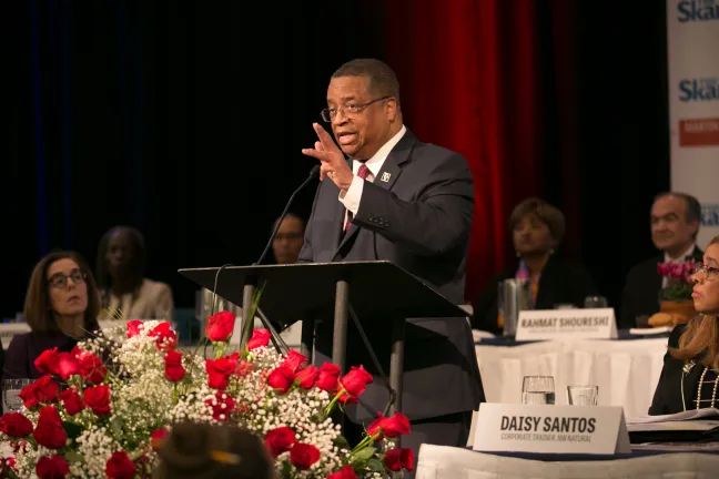 King County Councilor Larry Gossett was the keynote speaker at the 33rd Annual Skanner Foundation MLK Jr. Breakfast.
