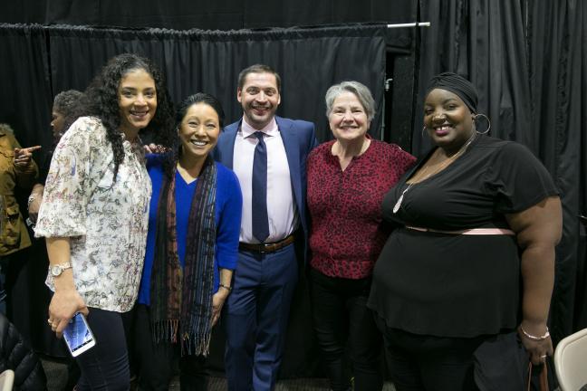 From left: Community advocate Alexandra Appleton, Commissioner Lori Stegmann, Bridges to Change Executive Director Monta Knudson, Representative Carla Piluso and Singer Saaeda Wright.