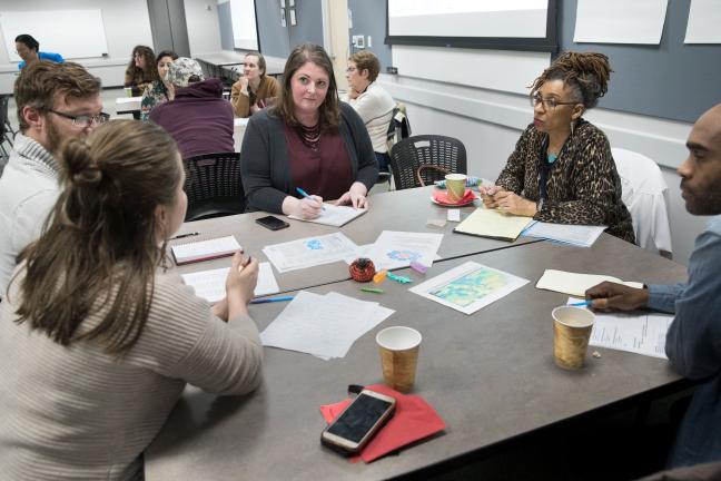 Community groups including representatives from Central City Concerns discuss efforts to inform the public about the 2020 census