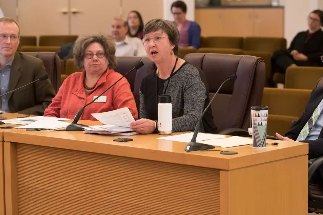 From left, Marc Jolin of the Joint Office, Laura Golino de Lovato of Northwest Pilot Project, Peggy Samolinski from Youth and Family Services, and Ian Slingerland of Home Forward.