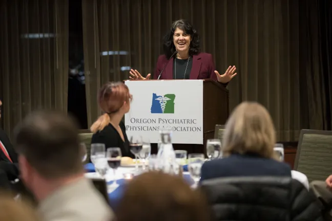 Commissioner Sharon Meieran speaks at OPPA award