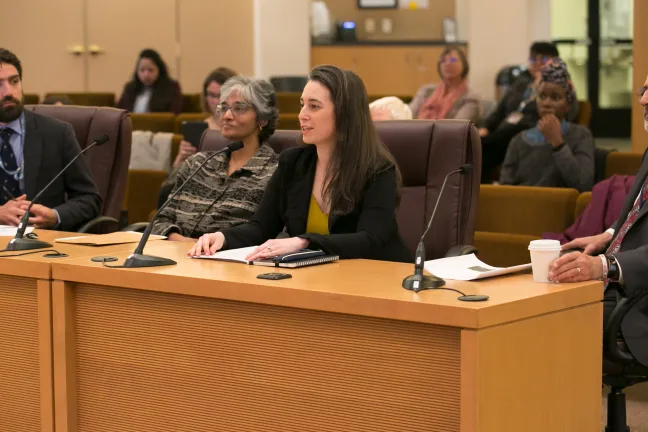 Nadège Dubuisson coordinates Multnomah County's winter wood smoke ordinance.