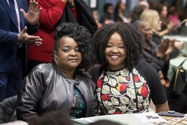 Ebony Clarke, right, with her mother Helen Sloan, who has worked as as recovery mentor for nearly four decades.