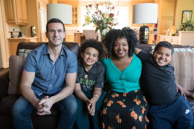 The Clarke family, from left, includes Matt, Mateo, Ebony and Miles.