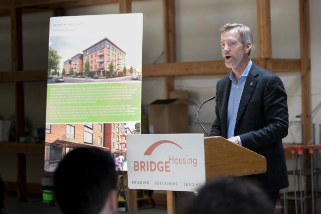 Portland Mayor Ted Wheeler at the North Williams Center groundbreaking ceremony May 30, 2019.