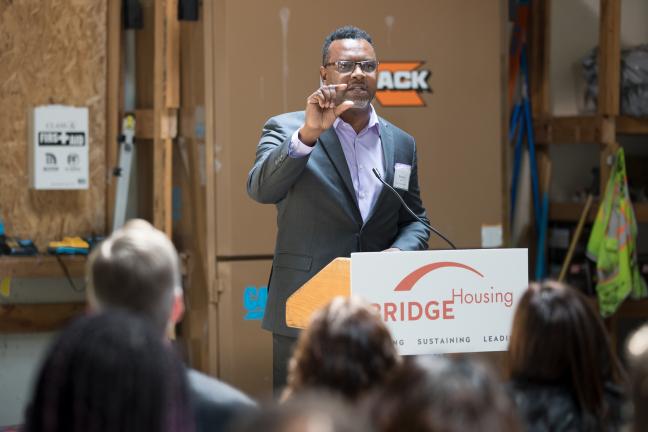 Dr. Steven Holt at the North Williams Center groundbreaking ceremony May 30, 2019.