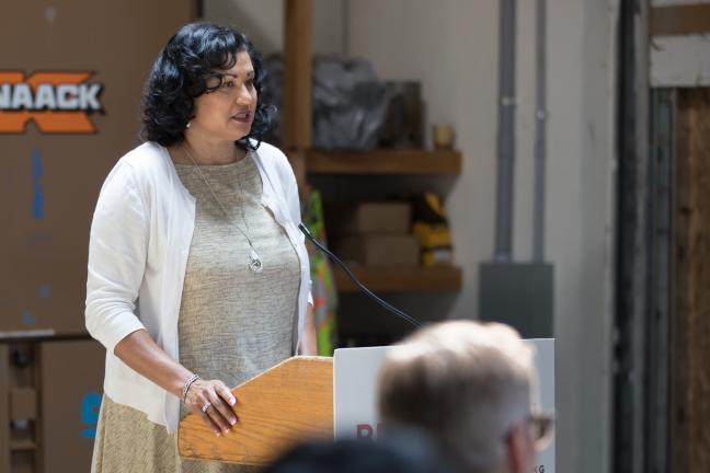 Leslie Goodlow at the North Williams Center groundbreaking ceremony May 30, 2019.