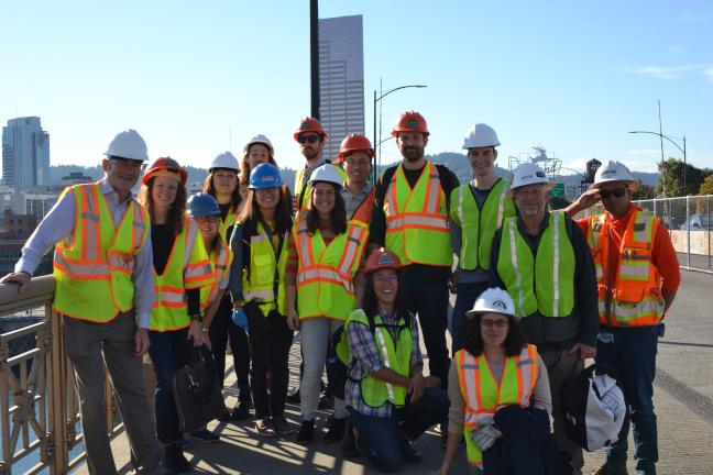 PSU architecture students toured the Burnside Bridge before developing new bridge concepts.