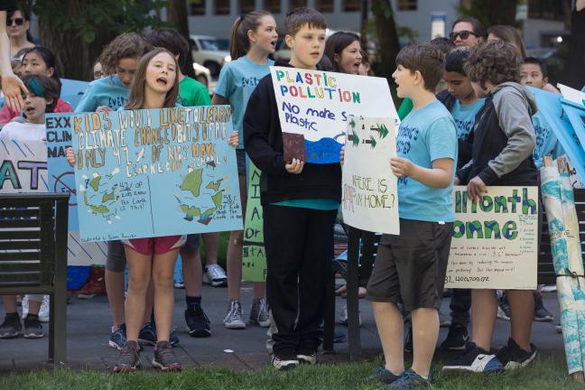 Young people rally to address climate crisis.