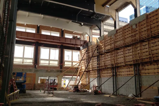 Building seismic improvements at historic Jefferson Station, which will become part of the new courthouse.
