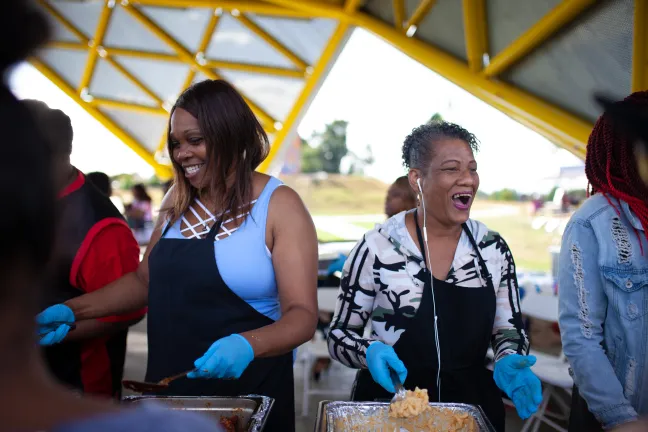 A team from Heavenly Taste Catering served hotdogs, hamburgers and barbecued chicken during the picnic.