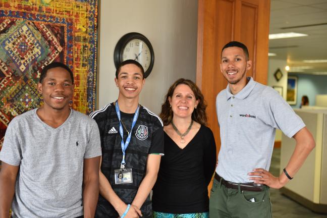 From left: Word is Bond youth Sema’J Wade and Amarien Simmons, Multnomah County Chair Deborah Kafoury and Word is Bond executive director Lakayana Drury.