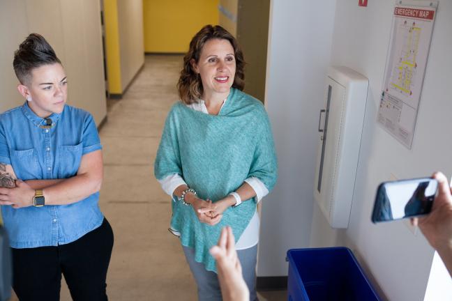 Stacy Borke, left, and Chair Deborah Kafoury inside the Laurelwood Center on Friday, Aug. 9, 2019.