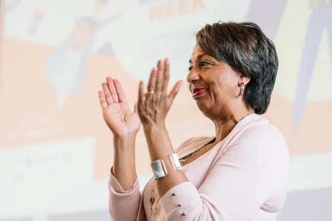  Director of Integrated Clinical Services Vanetta Abdellatif encourages neighbors and members of the public to join clinic staff in building a strong community.