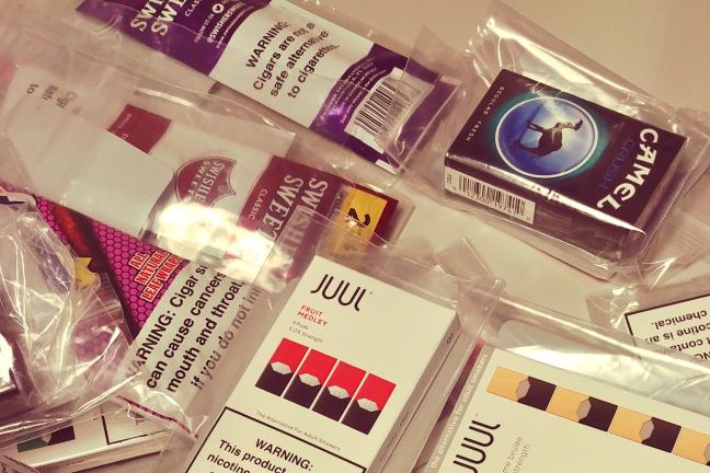 Evidence of tobacco and vaping products illegally sold in licensed tobacco retailers to youth inspectors under the age of 21 years.