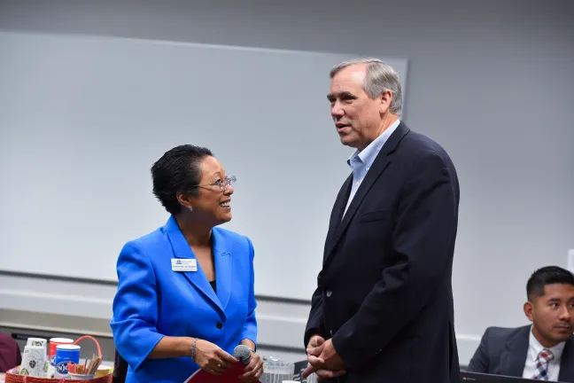 Commissioner Lori Stegmann and U.S. Senator Jeff Merkley