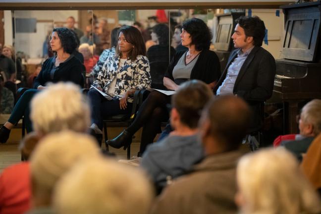 From left, Cassie Cohen, Susheela Jayapal, Sharon Meieran and John Wasiutynski