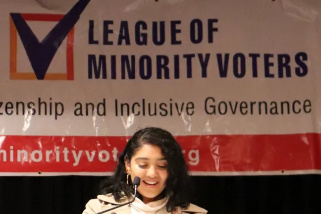 League of Minority Voters Speech & Debate program graduate Yadira Baltier shared a powerful poem at the 10th Annual State of Civil Rights forum about how her own experience with criminal justice inspires her to one day go to law school.