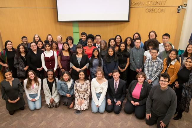 2019-2020 MYC members group picture with MYC staff and City and County officials