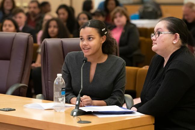 MYC Co-Chairs Jordan and Linh welcome guest to the 2019-2020 Annual Swearing-In Ceremony