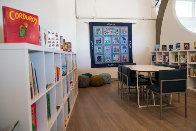 Reading space in Portland Homeless Family Solutions' Family Village shelter in Lents, which opened Dec. 16, 2019.