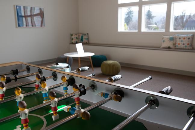 Game space in Portland Homeless Family Solutions' Family Village shelter in Lents, which opened Dec. 16, 2019.