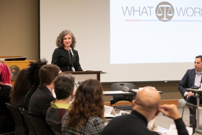 Abbey Stamp, Executive Director of the Multnomah County Local Public Safety Coordinating Council hosted Thursday's conference.