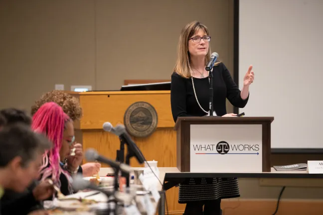 Mai Fernandez, a former New York City prosecutor who now leads the National Center for Victims of Crime, shared stories of people who’d been offenders and victims.