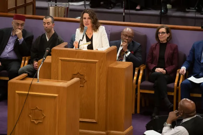 Chair Deborah Kafoury speaks at the annual MLK celebration at Vancouver Avenue First Baptist Church