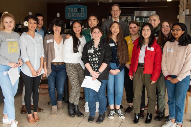 Young people who met with Commissioner Sharon Meieran and U.S. Sen. Ron Wyden