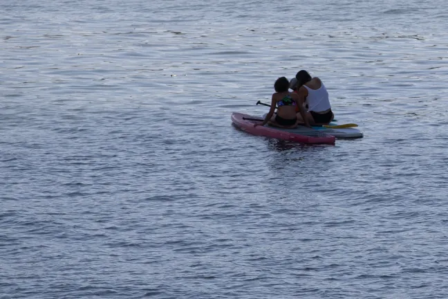 family kayaking