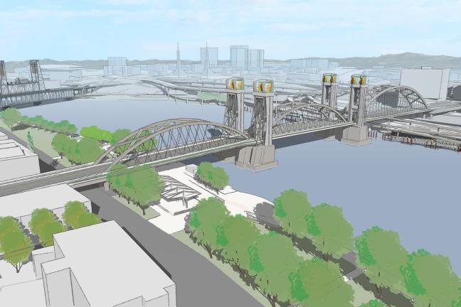 A new long span Burnside Bridge could have an arch design.