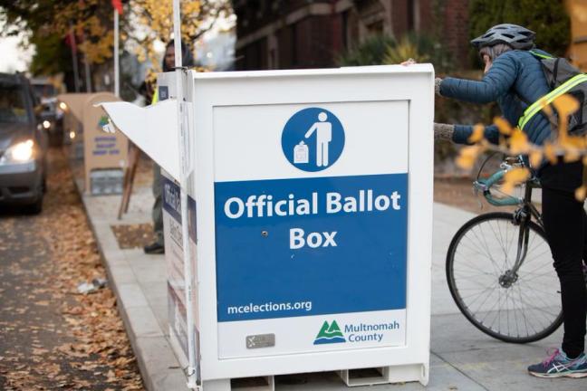 Picture of a ballot drop-off box.