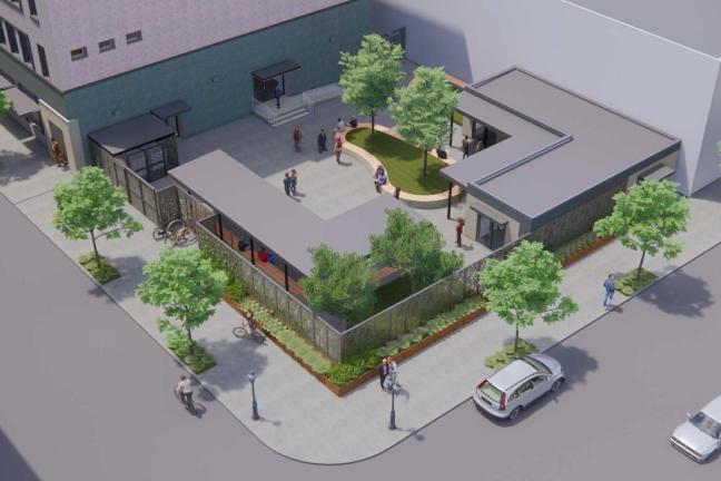 Sketch of courtyard design for downtown Behavioral Health Resource Center