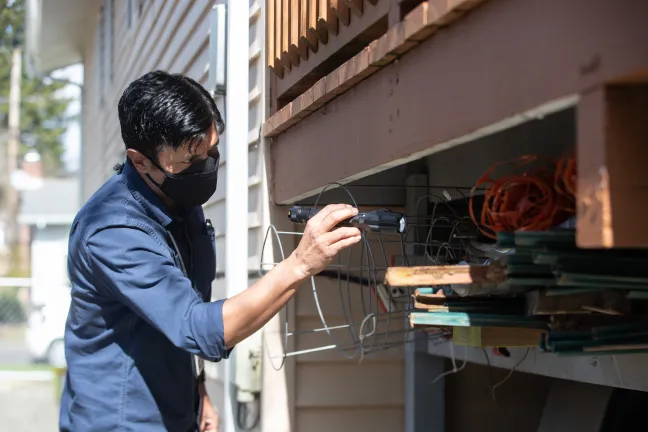 Check for holes, even as small as a dime, where rodents might sneak inside.